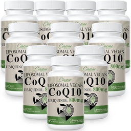 Liposomal CoQ10 800mg Ubiquinol Softgel, Max Absorption Ubiquinol Coenzym Q10, Ubiquinol CoQ10 Beilage für Antioxidans, Herzfunktion & Energieproduktion, Pure CoQ10 800mg, 600 Vegan Softgels