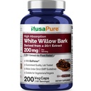 NusaPure White Willow Bark 20:1 Extrakt, 200 mg Äquivalent zu 4000mg, 200 Veggie Kapseln, Max Strength, (Non-GMO, Vegan)