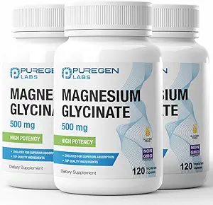 Magnesium Glycinate 500mg [High Potency] Veggie Caps, Chelat für Superior Absorption, Non-GMO, NO Gluten und Dairy, unterstützt Muskel, Gelenk und Herzgesundheit | Gesamt 360 Kapseln