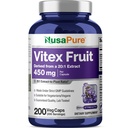 NusaPure Vitex Chasteberry Fruit 20:1 Extrakt, 450 mg Äquivalent zu 9.000 mg 200 Vegan Kapseln - Non-GMO, Vegan Nahrungsergänzungsmittel