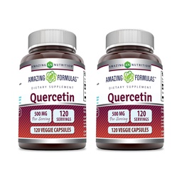 Erstaunliche Formeln Quercetin 500mg Veggie Kapseln Ergänzung | Non-GMO | Gluten Free | Unterstützt allgemeine Gesundheit und Wohlbefinden (120 Count | 2 Pack)