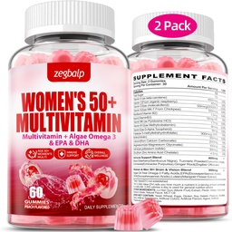 Zuckerfreie Frauen Multivitamin 50 Plus Gummie mit Calcium, Magnesium, Zink, Vitamin A, C, D3, E, K2, B Complex, Folate, Biotin - Multi Vitamine & Minerale für Haut, Energie, Immununterstützung