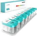 Daviky Large Weekly AM Pill Organizer - 7 Tage, 2 Mal pro Tag mit extra großen Komponenten für Vitamine, Medizin, Nahrungsergänzungsmittel (Cyan)