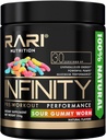 INFINITY - 100% natürliches Preworkout-Pulver für Energie, Fokus und Leistung - Männer und Frauen - Vegan und Keto freundlich - Kein Kreatin - 30 Servierungen (Sour Gummy Worm)