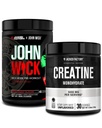 Jacked Factory X John Wick - Wick Mode Pre Workout Powder (Osaka Cherry Blossom, 40 Portionen) & Kreatin Monohydratpulver (Unflavored, 30 Portionen)