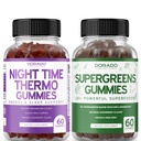 Night Time Fat Burner Gummies (60 Count) - Weight Loss & Metabolism Sugar-Free Melatonin Supplement und Supergreens Gummies (60 Count) - Greens Supplements Immunitätsunterstützung - Non GMO & USA Made