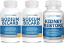 Natriumbicarbonat 650mg Kapseln für Säure-Relief, Alkalinität 120 Pillen 2-Pack + Nieren-Restore Nierenreiniger und Nierengesundheitsergänzung, 60 Mützen