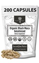 Bio Gelatinized Black Maca – 3X Stronger 200 Kapseln für Männer & Frauen, Natürliche Energie Ergänzung für Fokus, Leistung, Stamina & Endurance, Stimmungsverbesserung und Stabilität, Mental Clarity 1000mg