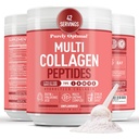 Rein optimales Multi-Kollagen-Pulver für Damen - 5 Arten hydrolysierte Collagen-Peptide mit Biotin & Hyaluronsäure für Haar, Haut, Nägel, Knochen & Gelenke - Entflammt, einfache Mischung, 42 Portionen
