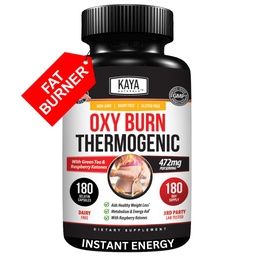 Kaya Naturals Oxy Burn - Thermogene Kräuterformel für aktives Leben – Non-GMO & Gluten-Free – 180 Count