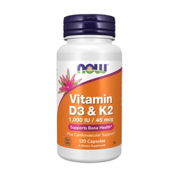 NOW Foods Vitamin D-3 & K-2-120 Gemüsekapseln