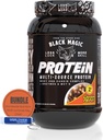 Weltweiter Ernährungsbundle: Black Magic Multi-Source Casein Protein Powder-Whey, Egg Albumin Enzymes, Micellar Casein & MCT-Muscle-Messe Sammeln Bodybuilding-Chocolate PB Puffs 2LB & Keychain
