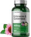 Horbäach Echinacea Goldenseal Kapseln | 1400mg | 300 Count | Vegetarisch, Non-GMO, Gluten kostenlose Extraktergänzung