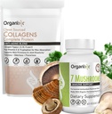 Organixx Clean Sourced Collagen Powder, Unflavored, 20 Portionen & Organische Pilzergänzung (60 Vegetarische Kapsel)