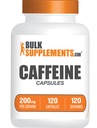 BulkSupplements.com Koffein 200mg Kapseln - Koffein Ergänzungen, Koffein Pillen 200mg - für Energieunterstützung, 1 Koffein Kapsel pro Servieren, 120 Kapseln (Pack von 1)