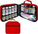 Große gepolsterte Pillen Flasche Organizer, Medizintasche, Case, Träger für Medikamente, Vitamine und medizinische Versorgung mit fixierten Taschen - für Heimlagerung und Reisen - Rot (Ohne Schloss)