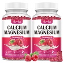 Calcium Magnesium Zink Gummies-Calcium Magnesium 2:1 Verhältnis mit Vitamin D3, K2, B6, B12 für Knochenstärke, Muskelfunktion & Nerve Gesundheit, extra Absorption Formel, Vegan, Himbeer Flavor 120 Gummis