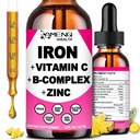 Eisen Ergänzung für Frauen Männer & Kinder, Eisen Vitamin C, A, B-Komplex, Vegan Eisen Tropfen hohe Potenz flüssige Vitamin & Eisen Ergänzungen für Anämie, Rote Blutzelle, Energie, Blut Builder, Gentle