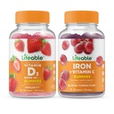 Lebensfähiges Vitamin D 5000 IU + Eisen mit Vitamin C, Gummis Bundle - Große Verkostung, Vitamin-Ergänzung, Glutenfrei, GMO frei, Kaugummi