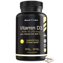 Vitamin D3 K2 3000 IU - mit Vitamin K als MK-7 von Natto - Hohe Potenz Vitamin D Supplement Unterstützt gesunde Knochen, Zähne, Herz- und Immunfunktion, Glutenfrei - 90 Kapseln