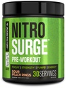 Jacked Factory NITROSURGE Pre Workout Supplement - Endless Energy, Instant Strength Gains, Clear Focus, Intensivpumpen - NO Booster & Powerful Preworkout Energy Powder - 30 Portionen, Sauer Peach Ringe