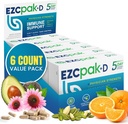 EZC Pak 5-Tage Immunsystem Booster mit Echinacea, Vitamin C, Zink & Vitamin D - Tapered Immun Support Supplement für Erwachsene - Unterstützt Immunität, Easy Travel-Size Supplement Pack - (Pack von 6)
