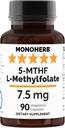 MONOHERB L-Methylfolat 7,5 mg - 90 Vegetarische Kapseln - Methyl Folat-Ergänzung