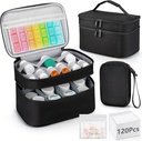 Medizin Organizer Tasche, Doppelschicht Pillen Flasche Speicher mit 120 Pillen Pouch Reise Baggies, Tragbare Medizin Aufbewahrungstasche für Pillen, Vitamine, medizinische Versorgung für Heimspeicher, Erste Hilfe