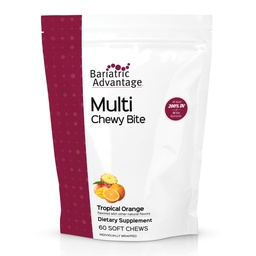 Bariatric Advantage Multi Chewy Bite - Soft Chew Multivitamin für Bariatric Chirurgie Patienten - Kaubares Multivitamin mit Folsäure, Vitamin D3 &amp; Mehr - Tropical Orange Flavor - 60 Count