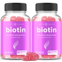 NutraChamps Sugar Free Biotin Gummies 10000mcg [High Potency] - Gesundes Haar, Haut und Nägel für Frauen, Männer und Kinder - 5000mcg in jeder Gummy - Vegan Hair Vitamin Healths Supplement - Raspberry (2-Pack)
