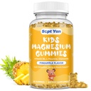 Magnesiumgummis für Kinder - Magnesium-Zitrat-Ergänzung mit Vitamin B6, L-Theanin, Kamille & Zitronenbalsam - ruhiges Magnesium für Kinder & Erwachsene Schlaf, Entspannung, Ananas Flavor 60 Gummi