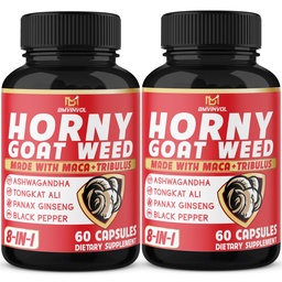 BMVINVOL (2 Packs) Hornige Ziegen-Nasenkapseln mit Maca, Tribulus, Ginseng. Ashwagandha,Tongkat Ali - 8-in-1 für die Unterstützung von Energieniveaus