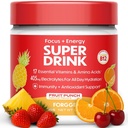 Forgge Healthy Energy Drink Powder Mix - Clean Caffeine + B12, B6, C & D Vitamine - Zuckerfreies Energy Drink Powder mit Elektrolyten, Aminosäuren, Antioxidantien, Lions Mane - Vegan, Keto-Friendly - 30 SVG, Fruit Punch