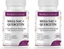 Body Kitchen Mega NAC (N-Acetyl Cystein) 600 mg mit Quercetin, unterstützt Atmungsaktive Gesundheit und Immunfunktion und fördert Leber- und Kidney Detox, Veggie Caps, (Pack von 2)