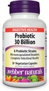 Webber Naturals Probiotics, hohe Potenz, 30 Billion CFU, für Männer, Frauen und Erwachsene, Regal Stabil (keine Refrigeration erforderlich), 8 Probiotische Strains, 30 vegetarische Kapseln, für Verdauungsgesundheit