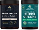 Antike Ernährung Knochen Broth Collagen Pulver, Rein, 30 Servierungen + Bio Supergreens Pulver, Grüne Geschmack, 25 Servierungen