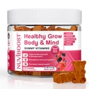 Gesunde Wachstumsgummis reich an Kalzium, Vitamine C, D3, K2, L-Arginin, Ashwagandha und anderen, Boost Bone Health & Immunität, Multivitamin, für Kinder 5+, Teens und Erwachsene.