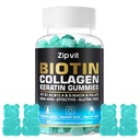 Zipvit Biotin Collagen Gummies - Haarhaut und Nägel Vitamine für Frauen und Männer - Haarwachstum Vitamine: B1, B2, B3, B6, B7, Kollagen, Keratin, Vitamin A & D - Haarwachstumsergänzung - 60 Gummy Bears
