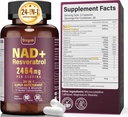 NAD Ergänzung 1100mg Pure Organic, Liposomal NAD Resveratrol Ergänzung für Frauen und Männer, Boost NAD+ für Aging Defense, Cellular Energy, Fokus - Ultra Antioxidant, 90 Kapseln