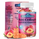 Multi Collagen Peptide Gummie, Sugar Free Hydrolyzed 5000mg Protein behandeltType I,II,III,V,X mit Biotin Hyaluronsäure Vitamin C A D B6 B12 L-Glutathion für Haut Haar Nagel Joint Bone -Peach Gummies