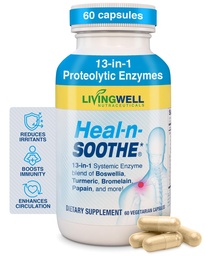 HEAL-N-SOOTHE Joint Support Supplements - Proteolytische Enzyme wie Bromelain & Papain, mit Boswellia, Turmeric & Ginger- Promotes Protein Digestive Function & Body Defense Wellness- 60 Count (1 Pack)