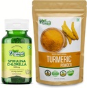 ORGANISCHE ZING Spirulina Chlorella- 30Cap & Turmeric Powder- 227g
