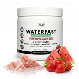 WATERFAST Monk Fruit Keto Elektrolyt Pulver für Fasten und Hydration- Erdbeerwassermelone Flavor | Pink Himalaya Salz (Natrium), Kalium, Magnesium, Calcium | Zucker Kostenlos