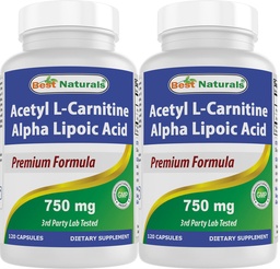 Best Naturals Acetyl L-Carnitin und Alpha Lipoic Acid 750 mg 120 Kapseln (120 Zähler (Pack von 2))