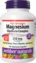 Webber Naturals Magnesium Glycinate Complex 200 mg, 120 vegetarische Kapseln, hohe Absorptionsformel, unterstützt Knochen, Herz, Muskeln & Nerves, Ein- pro Tag, Vegan, Neues Label!