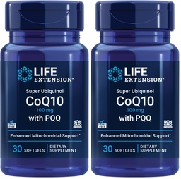 Lebensverlängerung Super Ubiquinol CoQ10 mit PQQ, CoQ10, PQQ, shilajit, Herzgesundheit, Cellular Energy Support, 8X bessere Absorption, Glutenfrei, 100 mg, 30 Softgel (Pack von 2)