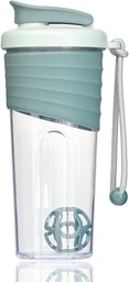 Protein Shaker Bottle 24oz – Teal Transparent Tritan mit Messskala, Silikon Grip & Teal Shaker Ball – Perfekt für Protein Shakes, Smoothies und Ergänzungen
