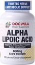 Alpha Lipoic Acid 600mg 120 Caplets - Nerve Sciatica Peripheral Neuropathy Support - Glutenfrei, Vegan & Non-GMO für Erwachsene