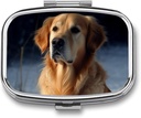 Golden Retriever Pille Box 2 Compartment Tragbare Pille Fall Täglich Square Pill Organizer für Taschengeld Tägliche Medizin Behälter Vitamine zu halten Fischöl Reise Geschenke
