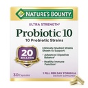Nature's Bounty Probiotic 10 Tägliche probiotische Ergänzung für Verdauungs-, Immun- und Obere Atmungsunterstützung, Ultra Strength, 30 Kapseln 1 Packung